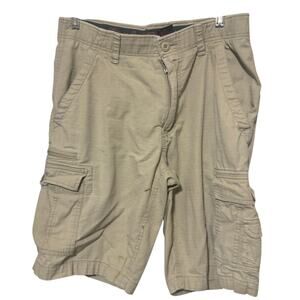 Wearfirst cargo hiking shorts men's 32x10 beige khaki rip-stop stretch outdoor